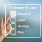 hotel renovation positive customer review on virtual screen